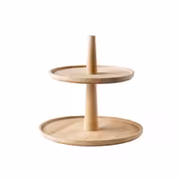 Açık Büfe Teşhir Standı - VALO - 2 Katlı - Ahşap (Meşe) - Kahverengi - dairesel - Yükseklik:280mm - 300x300x280mm