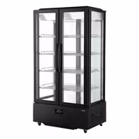 4-Sided Glass Display Fridge - 750L - 990mm - Double glazing - square - with 4 shelves - 2 hinged glass doors