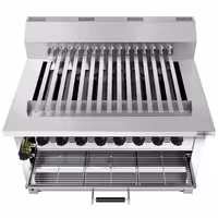 Commercial Gas Chargrill - for Adana & Shish Kebabs - 15 Auto-Rotating Skewers - 36.2kW - Freestanding - 1120mm - 790mm Deep - 8 Burners
