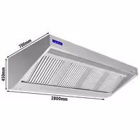 Commercial Wall-Mounted Extraction Canopy - with Motor - 2800mm - Speed Controller, Baffle Filters & LED Lighting