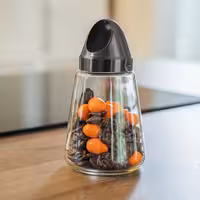 (6 adet) Kuru Gıda Dispenseri PREMIUM - ENDÜSTRİYEL - 0,35L - siyah kapak