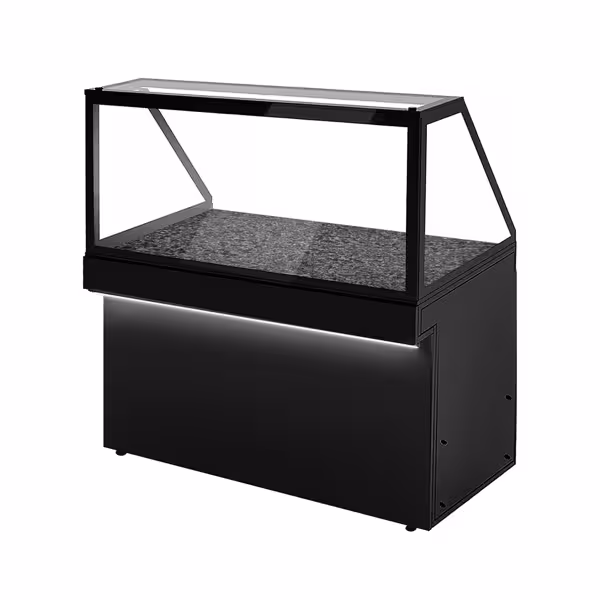 Šildoma vitrina TORONTO - 1 500 mm - juoda priekinė dalis - šildoma plokštė