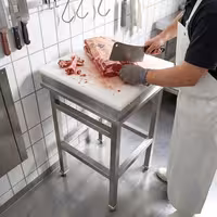 Kloc masarski – stal nierdzewna – 500 x 500 mm – z blatem z polietylenu