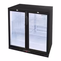 GASTRO-COOL | Barski hladnjak - 900 mm - 200 litara - Sa 2 staklena krilna vrata - Crna boja