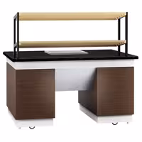 Bakery Buffet Display Counter DUBLIN - 1600mm - with 2 Shelves - on Castors - Black Granite Worktop