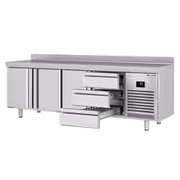 Aukstuma galds PREMIUM PLUS - 2452x600 mm - 510 l - ar 3 durvīm - ar 3 atvilktnēm - Ar apmali