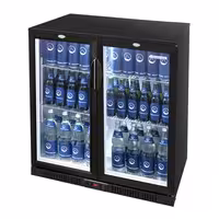 GASTRO-COOL | Barski hladnjak - 900 mm - 200 litara - Sa 2 staklena krilna vrata - Crna boja