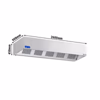 Commercial Wall-Mounted Extractor Hood with Motor – 2600mm – with Speed Controller, Baffle Filters & Lighting