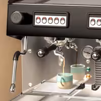 Profesyonel Espresso Kahve Makinesi "Compact" - 2 Gruplu - Manuel - dahil Ön Demleme (Preinfusion) Sistemi & 1 Buhar Kolu - Tall Cup