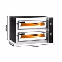 Electric Deck Pizza Oven - Twin Deck - Refractory Stone Deck - 4+4 x Ø 35cm (13.8") - Touchscreen Controls - up to 400°C