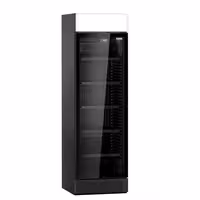 Commercial Beverage Display Fridge with Illuminated Canopy - 595mm - 345 Litres - with 1 hinged glass door - LED lighting - digital controller with temperature display - Black - Temperature range 2 to 10 °C