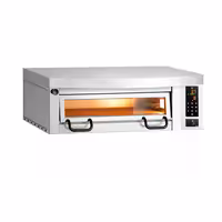 Electric Deck Pizza Oven Power - Single Deck - Refractory Stone Deck - 4 x Ø34cm (13.4") - Touchscreen Controls - incl. Stainless steel hood