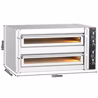 Electric Deck Pizza Oven - Twin Deck - Refractory Stone Deck - 6+6 x Ø 30cm (12") - Mechanical Controls - up to 450°C