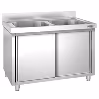 Sudoper s ormarićem PREMIUM - inox - 1200 x 700 mm - sa 2 korita - korita sredina