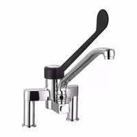 Baterie cu 2 orificii - pentru apă rece și caldă - cu mixer monocomandă, pipă pivotantă & montaj pe perete/blat