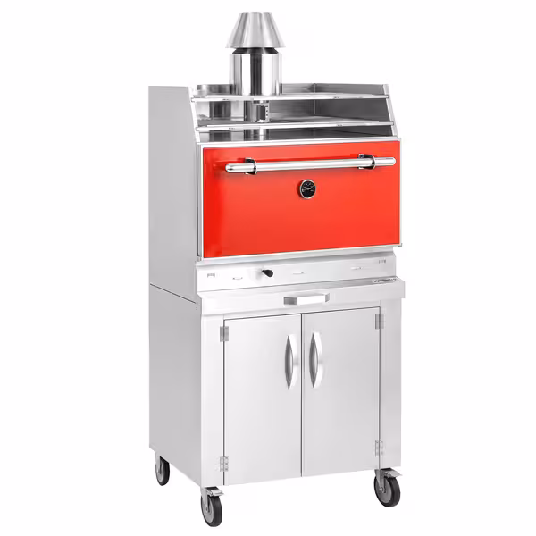 Charcoal Oven - 920mm - with cabinet base - Red