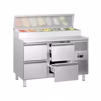 Table de préparation ECO - 1360mm - pour 7x GN 1/3 - 4 tiroirs