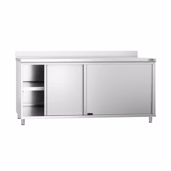 خزانة قاعدية ستانلس ستيل KOPENHAGEN PREMIUM - 1800x800mm - مع أبواب منزلقة - مع حاجز خلفي