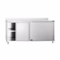 خزانة قاعدية ستانلس ستيل KOPENHAGEN PREMIUM - 1800x800mm - مع أبواب منزلقة - مع حاجز خلفي