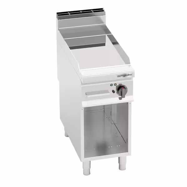 Elektromos rostlap - keménykrómozott sütőfelülettel - 5,7 kW - Sima - Sütőfelület: 396x667 mm - álló - nyitott tárolóval - Professzionális
