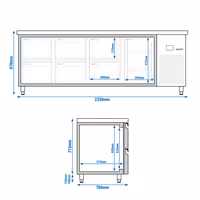 Commercial Counter Fridge PREMIUM - 2330x700mm - with 1 door - 6 drawers - capacity 632 litres