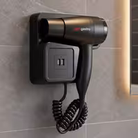 Sušilo za kosu s zidnom montažom – topli i hladni zrak – 2 USB priključka – 1,3 kW