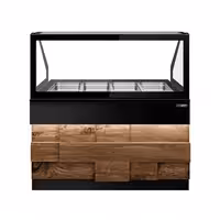 Vetrina calda TORONTO - 1500mm - frontale in legno - per 4x GN 1/1 - piano di lavoro in granito nero