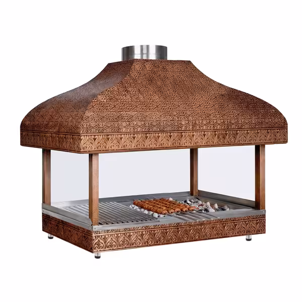 Copper Charcoal Grill - 1500mm - 1 Grill Grate - Grate Size: 1300x500mm
