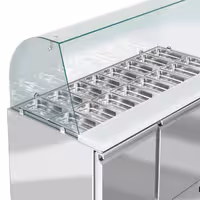 Pult za pripremu salate ECO - 1368 mm - 368 l - 3 vrata - s visokom staklenom nadogradnjom za 4x GN 1/1