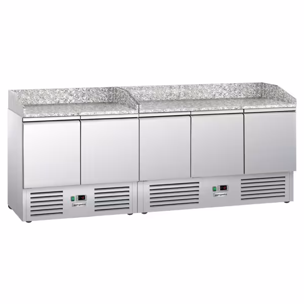 Commercial Pizza Prep Counter - Granite Top PREMIUM - 2300x700mm - with 5 doors