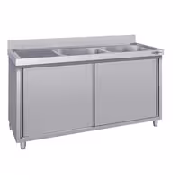 Sudoper s ormarićem ECO - inox - 1800 x 600 mm - sa 2 korita - korita desno
