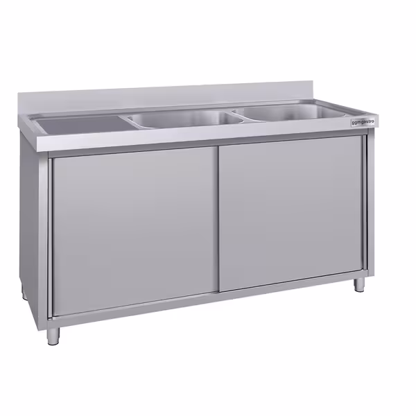 Sudoper s ormarićem ECO - inox - 1800 x 600 mm - sa 2 korita - korita desno