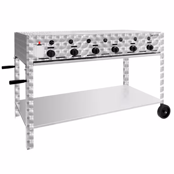 Gázgrill - 22,5 kW - 6 égő - mozgó talppal, grillráccsal és tálcával együtt