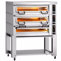 Electric Deck Pizza Oven Power - Triple Deck - Refractory Stone Deck - 6+6+6 x Ø 34cm (13.4") - incl. Hood & Base frame - Digital Controls