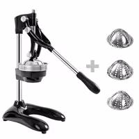 Heavy Duty Lever Citrus Press - Ergonomic Handle(s) - Black - Stainless Steel - Aluminium