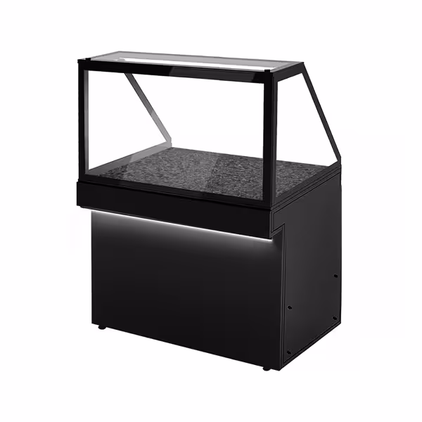 Šildoma vitrina TORONTO - 1 300 mm - juoda priekinė dalis - šildoma plokštė