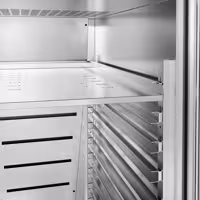 Dondurma Dolabı Paslanmaz Çelik - 600x800mm - 650L - 1 Kapı & 7 Destek ızgaraları, Kilit, Monoblok Soğutma, Fanlı Soğutma, Otomatik Defrost - R290 Soğutucu Gaz, Dijital Termostat & Ekran, -24°C ~ -12°C