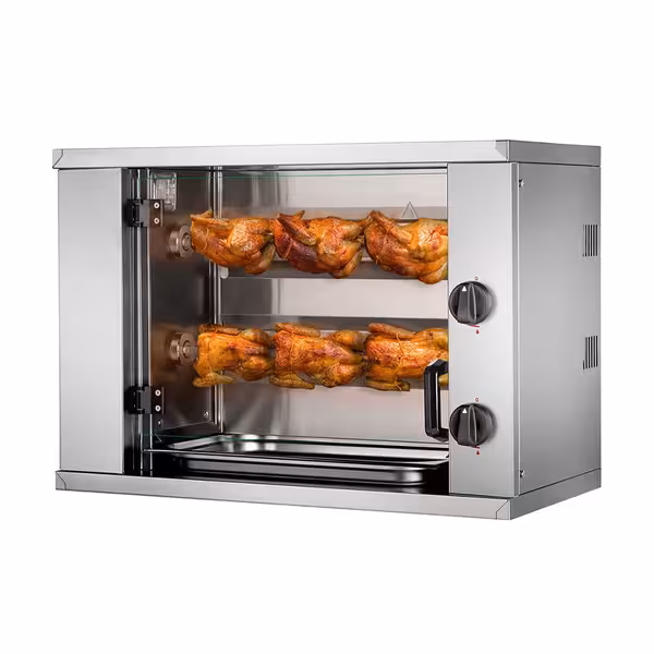 Gas Chicken Rotisserie Oven Mini- - 4.4kW - with 2 Skewers for up to up to 6 chickens