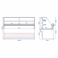 Csemegepult TORONTO - 2000x880 mm - 568 liter - ventilációs - dupla üvegezés - fa borítású természetes fa dekor - 2 polccal - fekete gránit munkalap