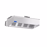 Commercial Wall-Mounted Extractor Hood with Motor – 2400mm – with Speed Controller, Baffle Filters & Lighting