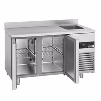 Rashladni pult PREMIUM - 1430x720 mm - 270 l - Ventilirano hlađenje - s 2 vrata - s 1 korita - Leđni podignuti rub