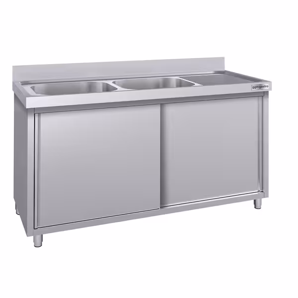 Sudoper s ormarićem ECO - inox - 2000 x 700 mm - sa 2 korita - korita lijevo