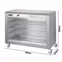 Profesionalni grijani ormar za hranu - 1,80 kW - GN 1/1 - s kliznim staklenim vratima, puna stražnja stijena - 4 police - 940x690x880 mm