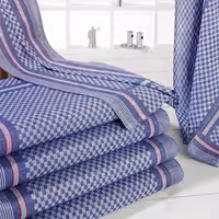 (10 unid) Panos de cozinha em Algodão - lavável a 95°C; resistente ao cloro; secagem em máquina - 50x100cm - Azul aos quadrados