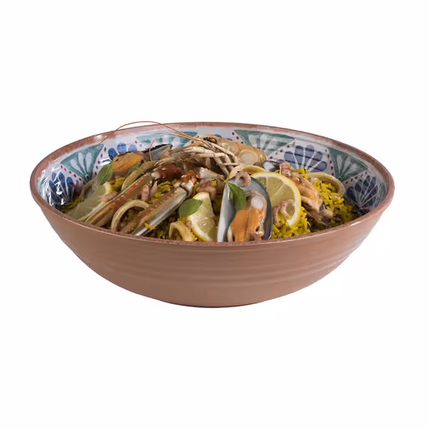 (6 adet) Kase - ARABESQUE - Melamin - 3L - yuvarlak - Ø310mm - Derinlik:90mm - Terrakotta/Mavi