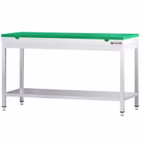 Roostevabast terasest töölaud PREMIUM - 1600x600 mm - alumise riiuliga - poollaiuse lõikelauaga roheline
