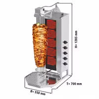 Electric Doner Kebab Grill (Shawarma/Gyros) - 5 Burner - up to 80kg - 9kW - incl. 2 double doors & drip tray
