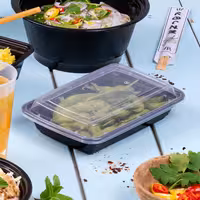(300 pcs) Food Lidding Tray Polypropylene - 450ml - Rectangular - Black
