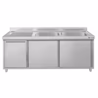 ECO umivaonik – 2000 x 600 mm – s košem za otpad i dvije zdjele s desne strane