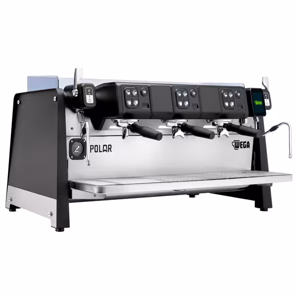 WEGA | Polar - Portafilter makinesi - 3 grup - 6,9 kW - 2 süt köpürtücü ve sıcak su ile - Dokunmatik - Siyah